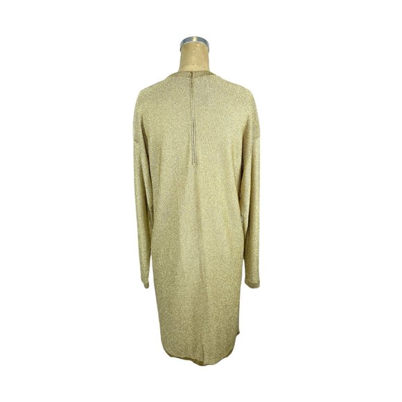 1980s gold metallic knit dress with pearl studded gold buttons Steve Fabrikant - Picture 4 of 7